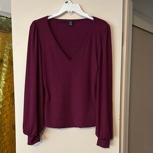 SHEIN Deep Purple V-Neck Blouse